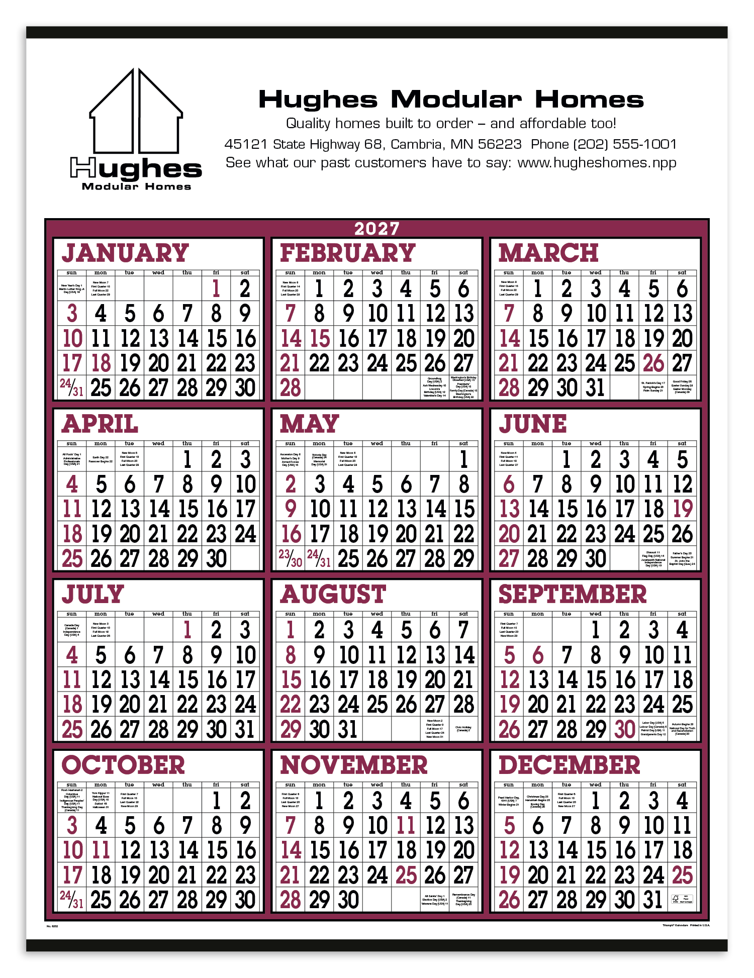 Triumph® Calendars Big Numbers Span-A-Year Calendar
