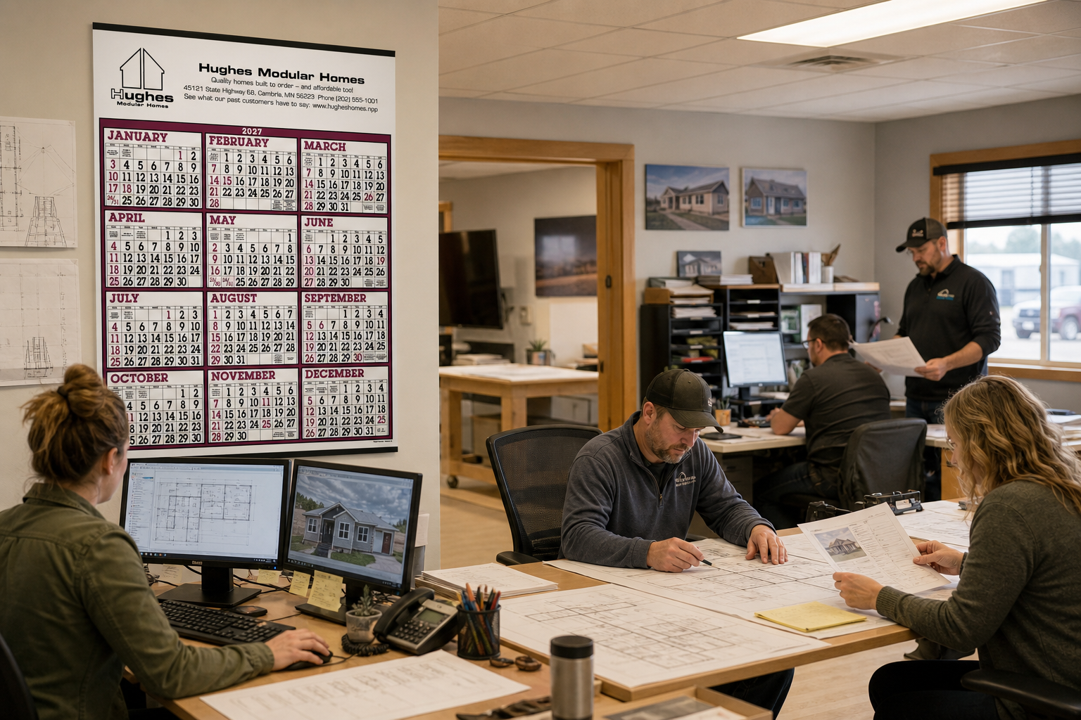 Burgundy and Black Contractor Memo Calendar displayed in a professional workspace