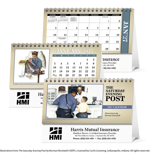 Triumph® Calendars The Saturday Evening Post Illustrations by Norman Rockwell Desk Calendar