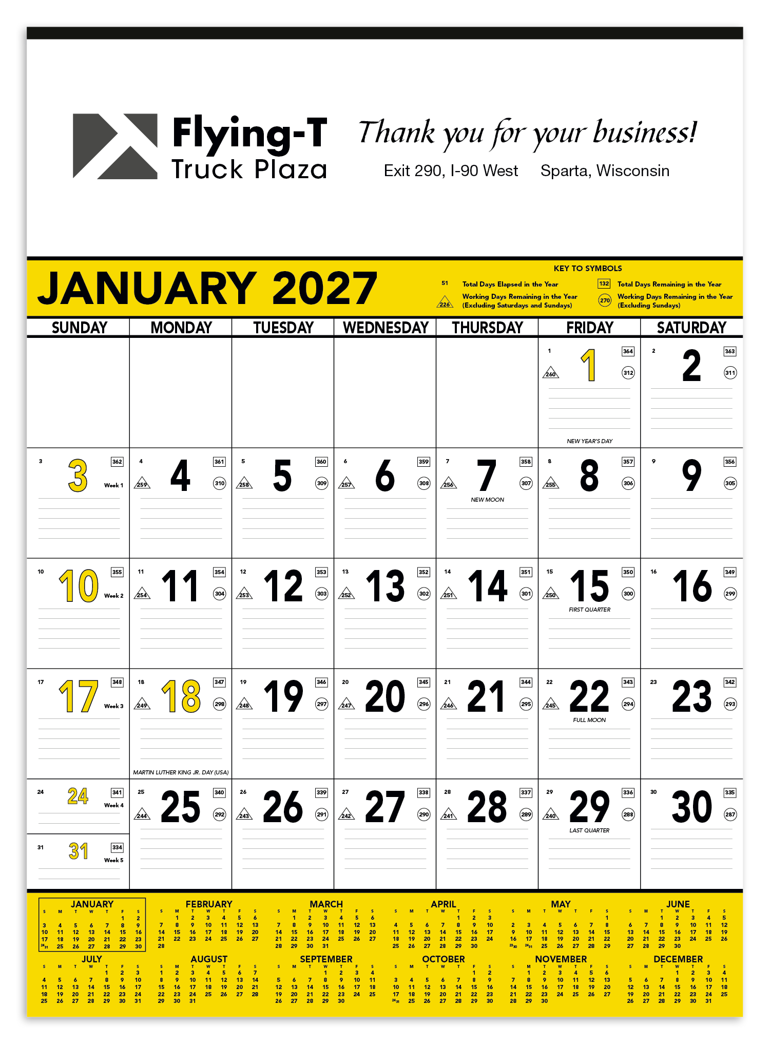 Triumph® Calendars Yellow & Black Contractor Memo Calendar