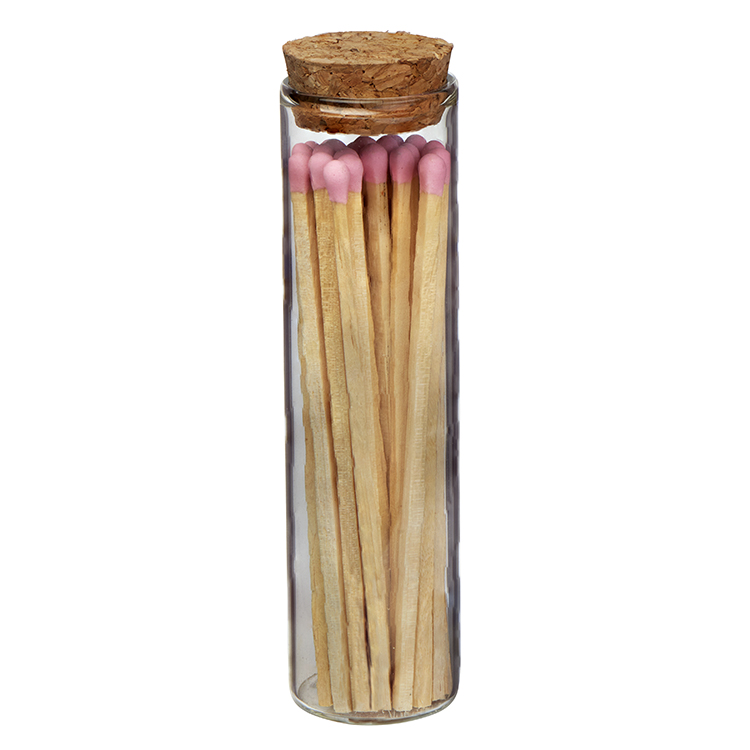 "Ablaze" Glass Match Stick Jar - w/ Full Color Label - 20 count