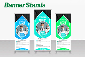 Retractable banner stands for clinics, lobbies and health fairs