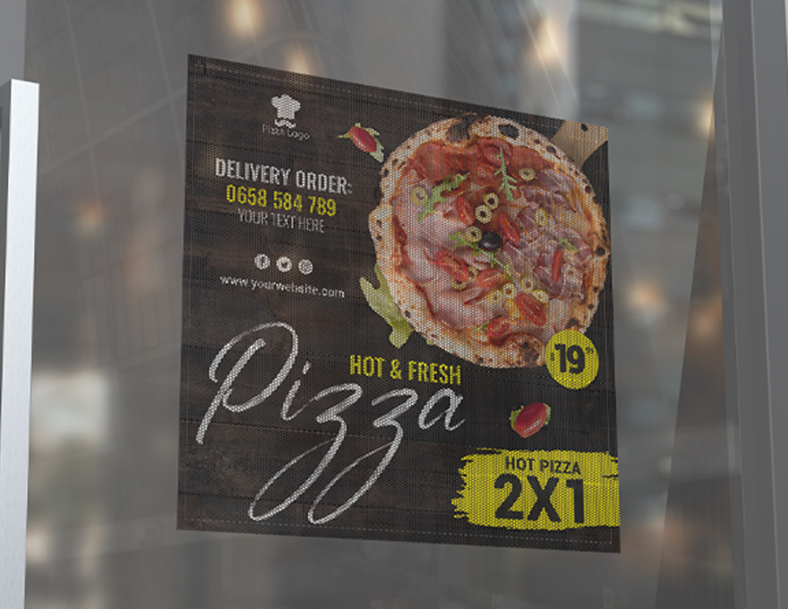 see-through perforated window vinyl graphics